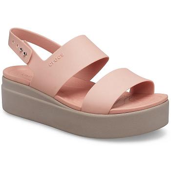 Crocs Brooklyn Nizke Wedge Ruzove - Damske Sandále